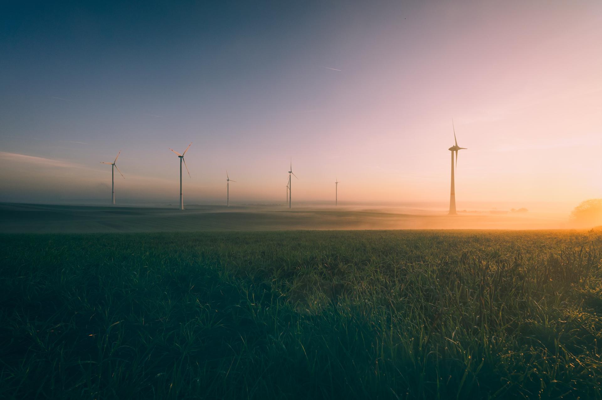Wind turbines at sunrise